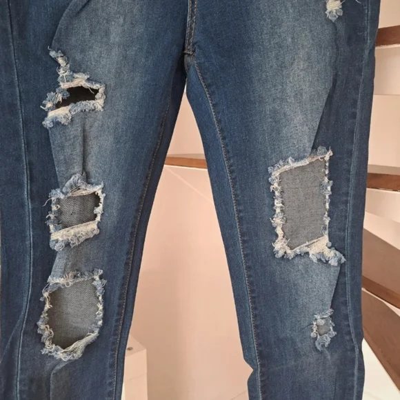 Shein Size M Womens Blue Ripped High Rise High Waist Skinny Jeans Button Zip. - Picture 5 of 9
